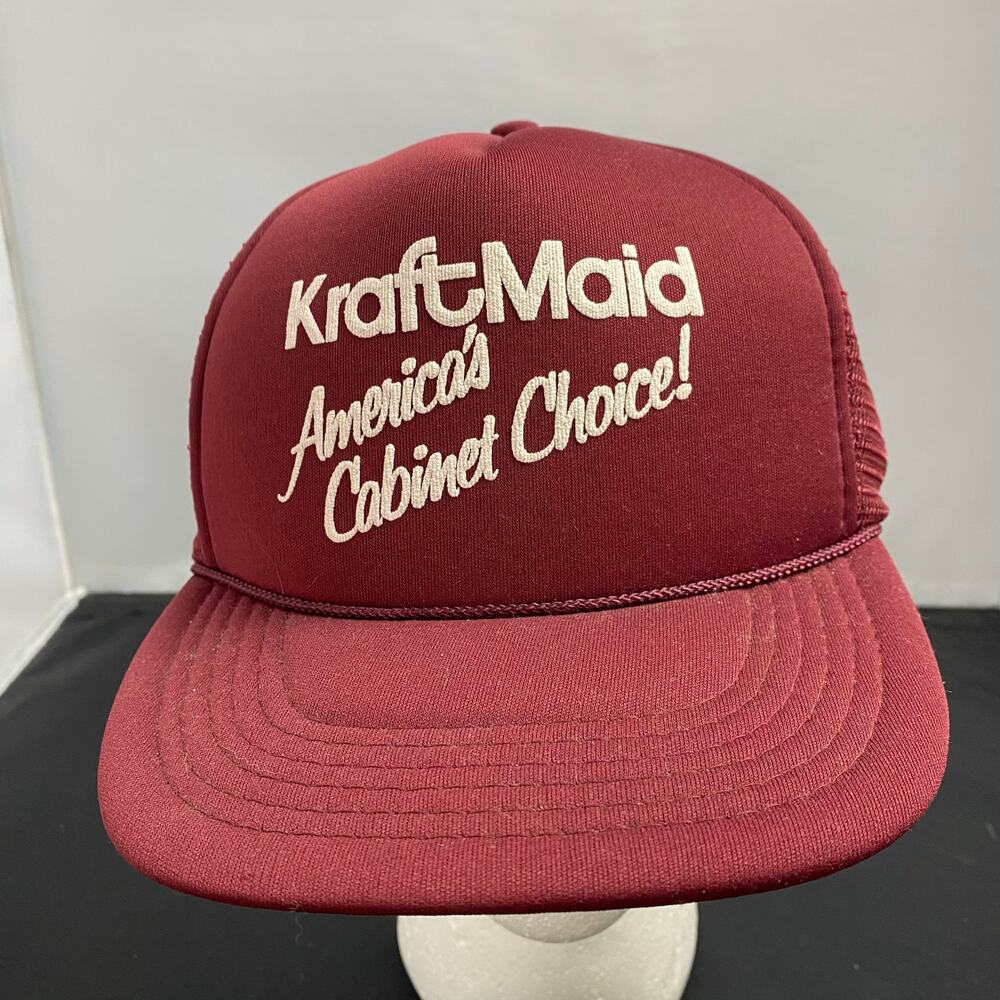 Vintage KraftMaid Cabinets Mesh Trucker Hat Burgundy America's Cabinet Choice